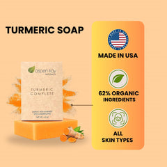 Aspen Kay Naturals Jabón de cúrcuma barra lateral, uso diario.