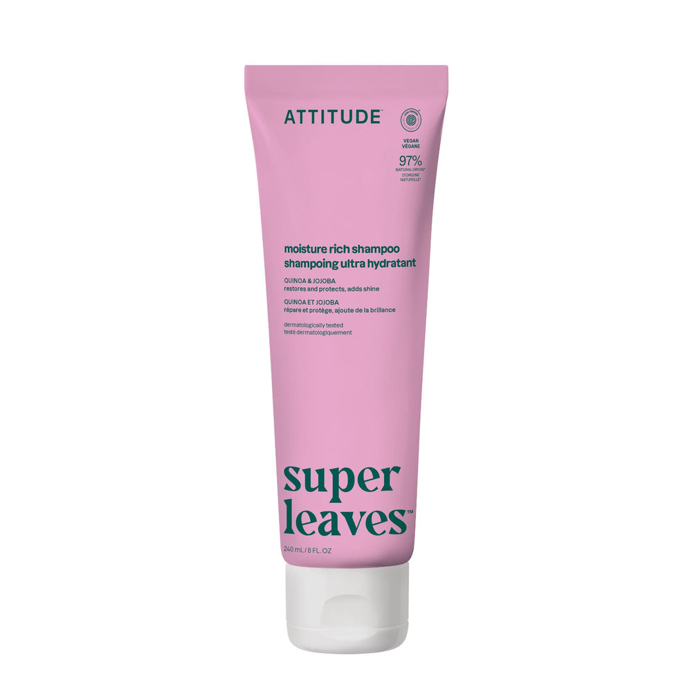 ATTITUDE champú, botella visible, aporta hidratación y suavidad al cabello.