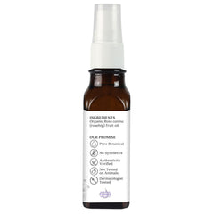 Textura sedosa del aceite rosa mosqueta Aura Cacia para el rostro.