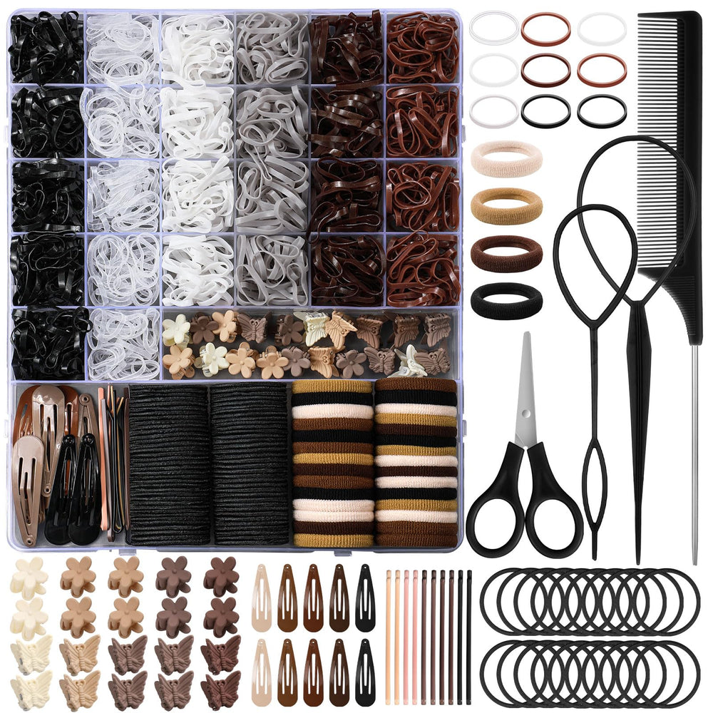 Auroray ligas elasticas naturales, seis colores, para combinar estilos diarios y peinados duraderos.