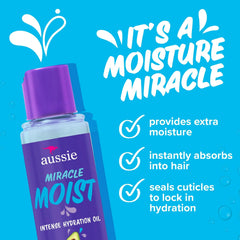Textura ligera del Aussie Miracle Moist para cabello suave y manejable.
