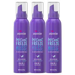 Aussie Mousse: lata de mousse con fijación instantánea para peinados duraderos.