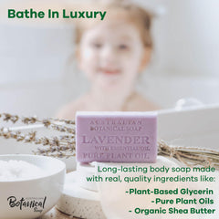 Australian Botanical Soap Essential Medley Sándalo Manteca cacao ofrece hidratación duradera.