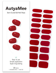 AutyaMee tiras gel semi-curadas Ruby Red para uñas duraderas