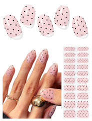 AutyaMee tiras gel semicuradas con puntos negros para acabado duradero en uñas.