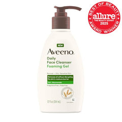 Aveeno con avena y niacinamida cuida la piel sensible.