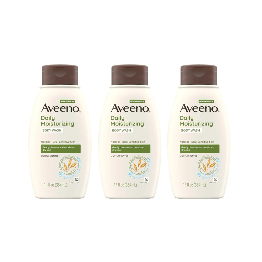 Aveeno Pack de 3 botellas de ducha hidratante para uso diario, piel suave.