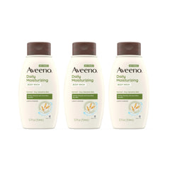 Aveeno Pack de 3 botellas de ducha hidratante para uso diario, piel suave.