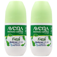 Desodorante roll-on Avena Instituto Espanol, dos botellas para sensación fresca diaria.