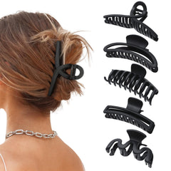 AWAYTR pinza garra grande negro mate para cabello grueso ofrece sujeción segura