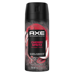 AXE Cherry Spritz - botella frontal muestra aroma cereza y manzana para una frescura duradera