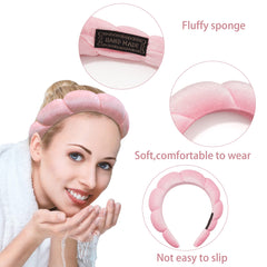 Ayesha banda spa cuidado facial rosa, evita pellizcos al retirar mascarilla.