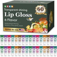 AZEN brillo labial conjunto 60-pack transparente, hidratación suave y brillo sutil para labios.