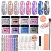 AZUREBEAUTY kit de inicio para uñas con polvo de inmersión en 8 colores brillantes