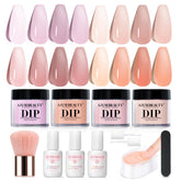AZUREBEAUTY kit polvo para inmersión de 12 piezas, inicio fácil sin lámpara para uñas