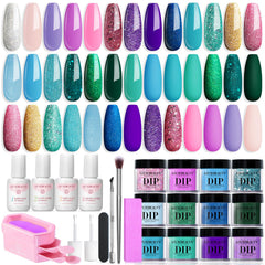 AZUREBEAUTY kit dip powder 20 colores, colores vibrantes y duraderos para uñas.