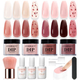 AZUREBEAUTY kit uñas inmersion colores tono piel marron para estilo natural duradero
