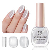 AZUREBEAUTY laca ojo-gato luna ilumina las uñas con brillo plateado.