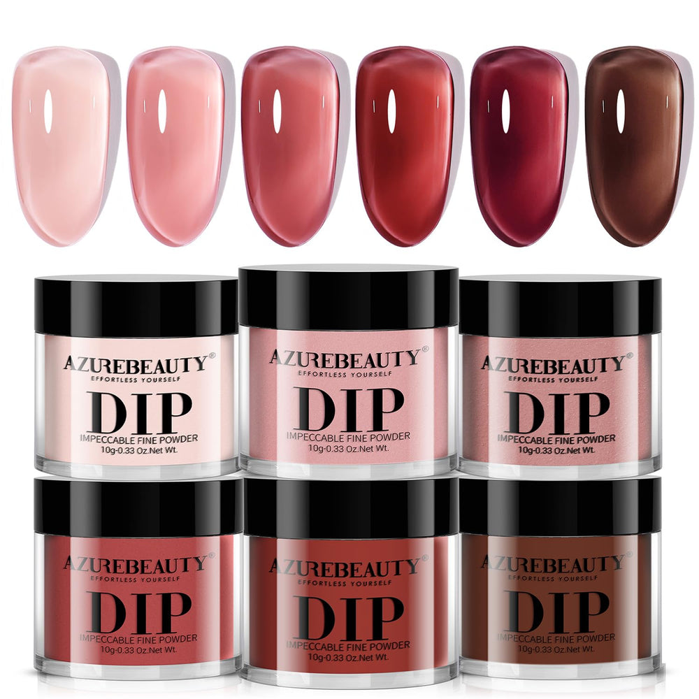 AZUREBEAUTY polvos dip set 6 piezas en empaque elegante, ideal para regalo de manicura