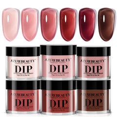 AZUREBEAUTY polvos dip set 6 piezas en empaque elegante, ideal para regalo de manicura