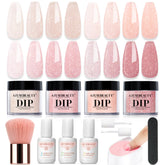 AZUREBEAUTY kit polvo de inmersión colores translúcidos con brillo neutro para uñas