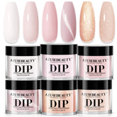 AZUREBEAUTY set polvos dip 6 colores rosado neutro brillo para uñas