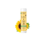 Babo Botanicals Stick zinc mineral SPF30 en empaque práctico para viajar.