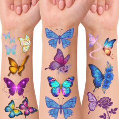 Backtopeia tatuajes mariposa brillantes conjunto 1 ideal para fiestas temáticas