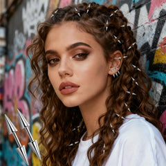 Pinzas para cabello punk con espigas plateadas de BADAO para un efecto rebelde.