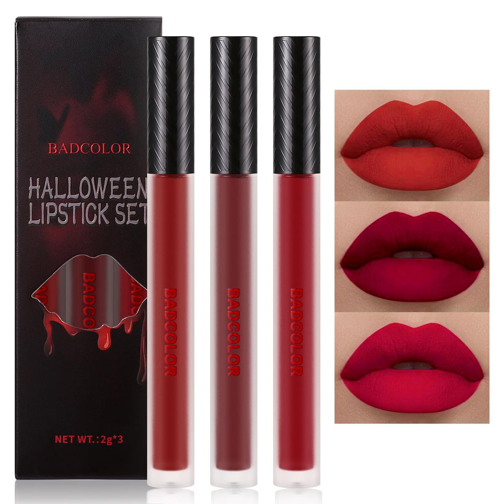BADCOLOR set labial líquido mate tres colores rojos para looks intensos y de larga duración