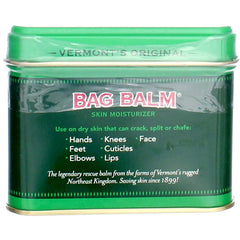 Bag Balm 8oz en lata verde, aplicación manual para manos y codos secos.