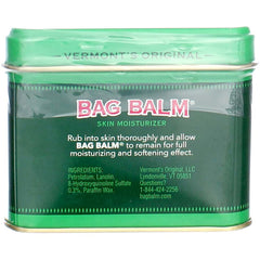 Bag Balm 8oz lata verde, piel seca suavizada tras días de frío.