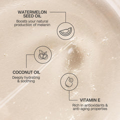 Bali Body Aceite bronceador sandía, textura ligera, absorción rápida para uso diario.