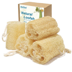 Balifeel esponjas de lufa orgánica en conjunto de 4 para ducha con exfoliación suave.