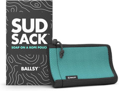 Ballsy Handy Shower Tool con bolsa de jabón azul, evita caídas en la ducha.