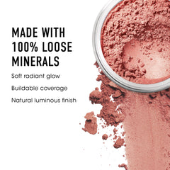 bareMinerals blush aplicación suave facilita la mezcla y la personalización.