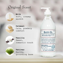 Aroma suave de leche, avena, vainilla y vetiver para relajación.