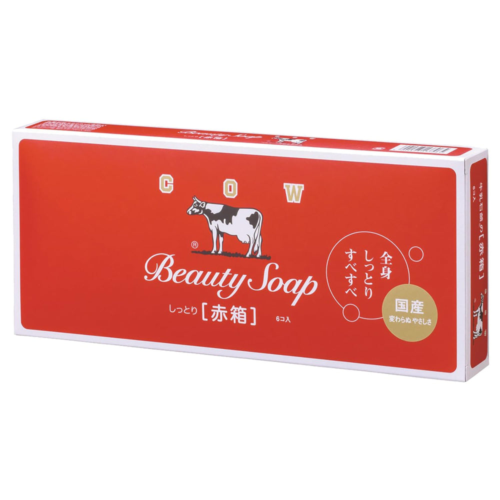 牛乳石鹸 barra-jabon-rojo, cuidado suave para la piel en uso diario.