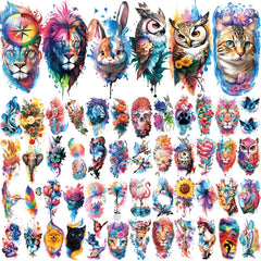 Conjunto BASIFA de tatuajes temporales en tamaños grandes y pequeños para distintos estilos.