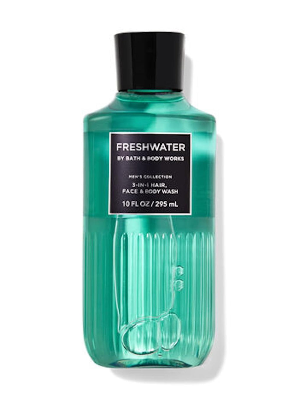Bath & Body Works Bourbon 3-en-1, enfoque botella: aroma fresco para uso diario en piel limpia.