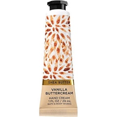 Bath & Body Works crema de manos manteca de karité, aroma vainilla batida, hidratación suave para manos.