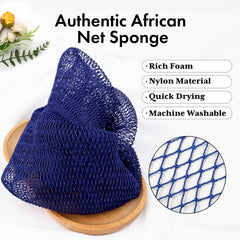 Bathway esponja africana azul exfoliante, genera espuma densa para una limpieza eficiente.