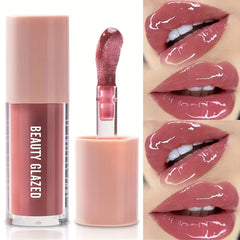 Beauty Glazed suero-labial rosa natural aporta color suave y sedosidad.