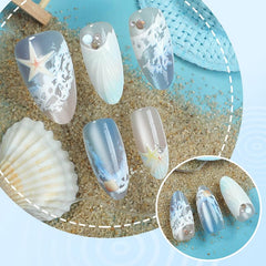 BEAWTH uñas del océano con concha y estilo francés elegante.