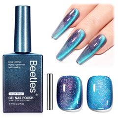 Beetles Esmalte Gel ojo de gato azul: efecto ojo de gato para uñas brillantes