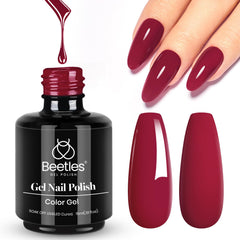 Beetles Esmalte Gel Rojo Vino en botella, acabado duradero para uñas