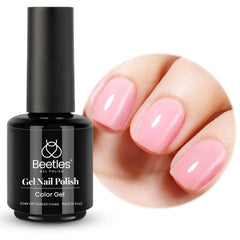 Beetles Esmalte Gel rosa bebé, color suave para uñas naturales y elegantes.