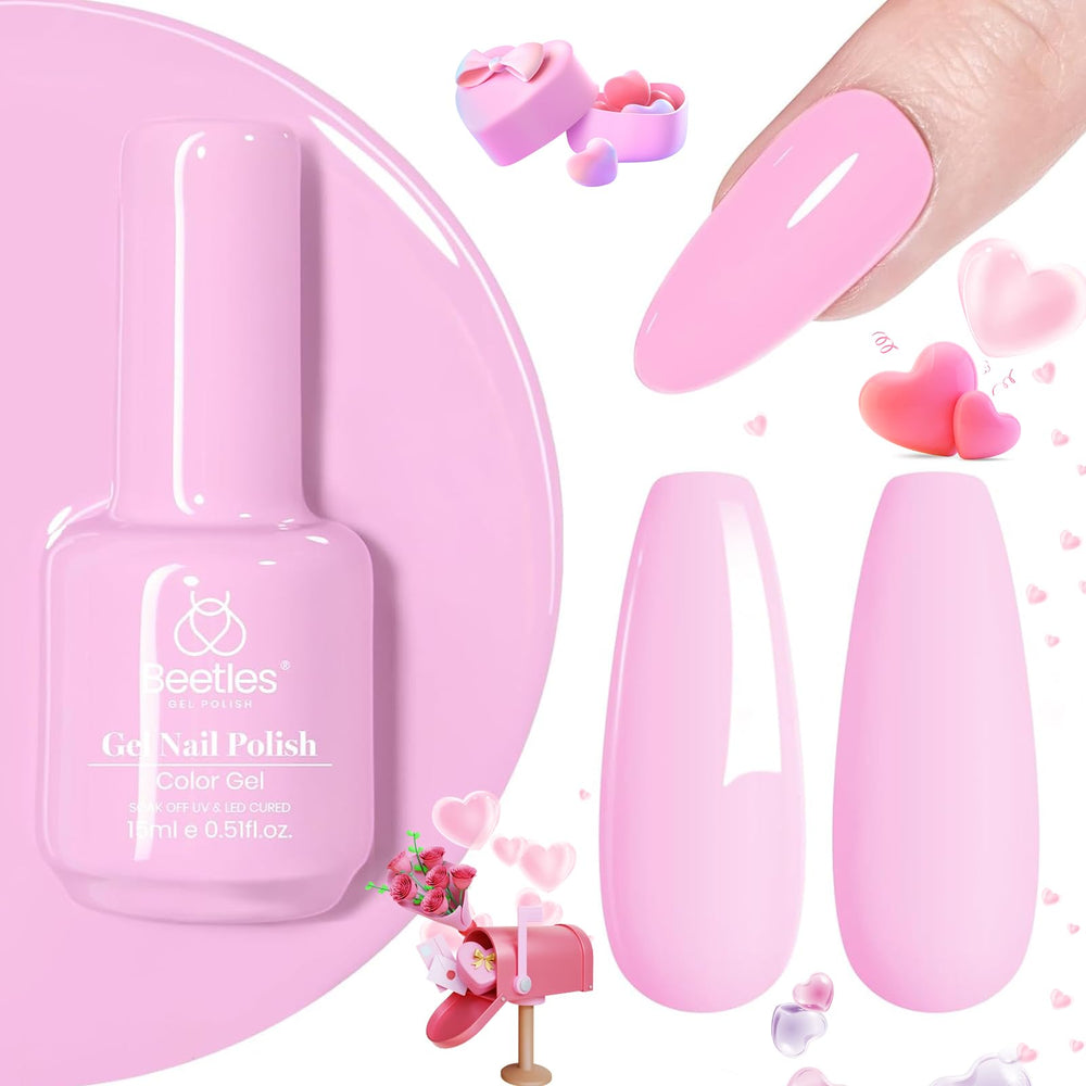 Beetles esmalte gel rosa Fairy Tale en botella, tono suave para uñas elegantes