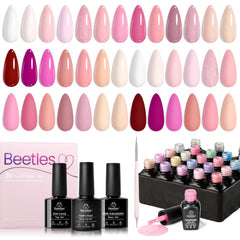 Beetles Esmalte Gel Rosa: set de 20 colores para uñas con acabado profesional.