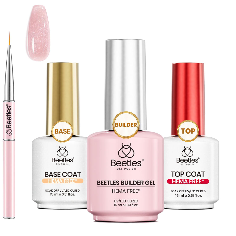 Beetles gel de construcción rosa glitter: gel rosado con brillo para uñas deslumbrantes.